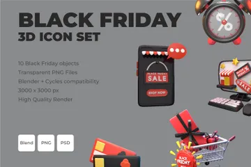 Promoção de sexta-feira negra Pacote de Icon 3D