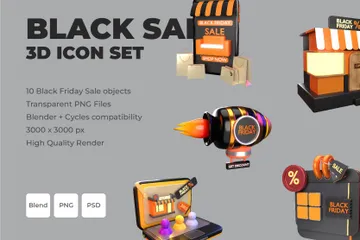 Promoção de sexta-feira negra Pacote de Icon 3D