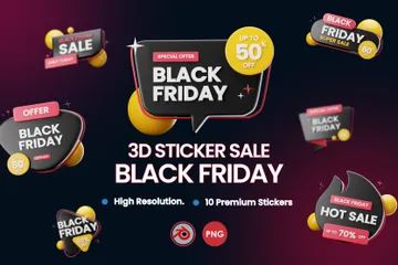 Promoção de adesivos da Black Friday Pacote de Sticker 3D