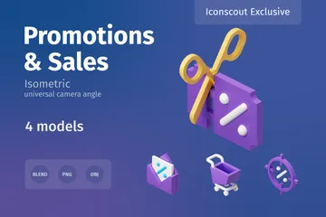 Promoções e vendas Pacote de Illustration 3D