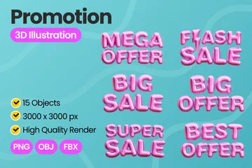 Promotion Text 3D Icon Pack