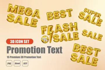Promotion Text Sign & Label 3D Icon Pack