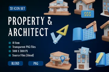 Property And Architect 3D Icon Pack