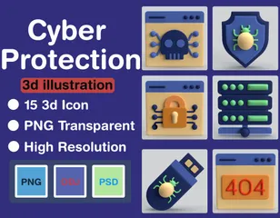 Proteção cibernética Pacote de Icon 3D