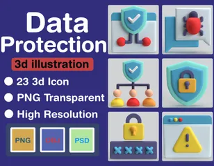 Proteção de dados Pacote de Icon 3D