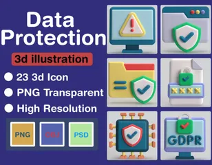 Protección de Datos Paquete de Icon 3D