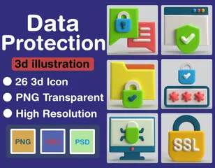 Protección de Datos Paquete de Icon 3D