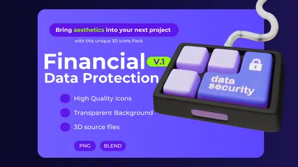 Protección financiera y de datos Paquete de Icon 3D