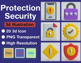 보호 및 보안 3D Icon 팩