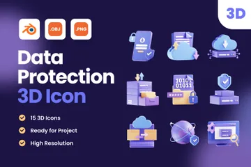 Protection des données Pack 3D Icon