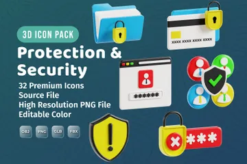 보호 및 보안 3D Icon 팩