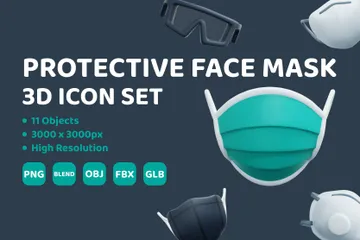 Protective Face Mask 3D Icon Pack