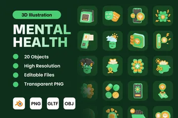 Psychische Gesundheit 3D Icon Pack