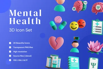 Psychische Gesundheit 3D Icon Pack