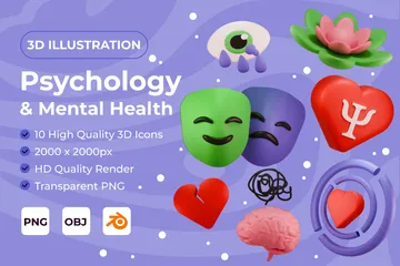 Psychology & Mental Health 3D Icon Pack
