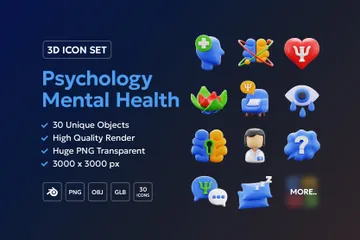 Psychology & Mental Health 3D Icon Pack