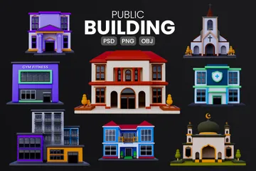 Public Building 3D Icon Pack