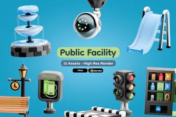 Public Facility Service 3D Icon Pack