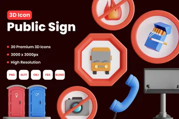 Public Sign 3D Icon Pack