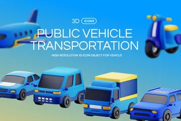 Public Vehicle Transportation 3D Icon Pack