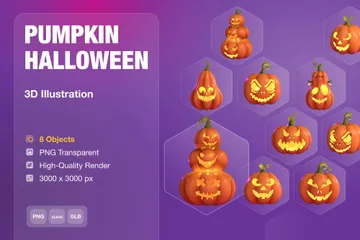 Free Pumpkin Halloween 3D Icon Pack