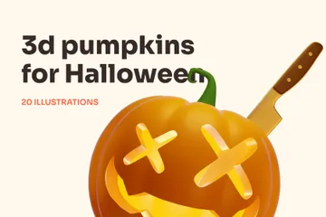 Pumpkins For Halloween 3D Illustration Pack