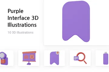 보라색 인터페이스 세트 3 3D Illustration 팩