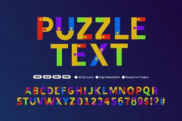 Puzzle Text 3D Icon Pack