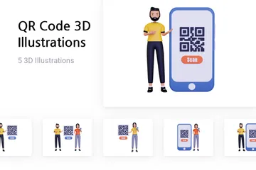 QR Code 3D Illustration Pack