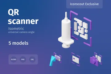 QR Scanner 3D Illustration Pack