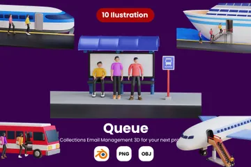 Queue 3D Illustration Pack