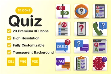 Quiz 3D Icon Pack