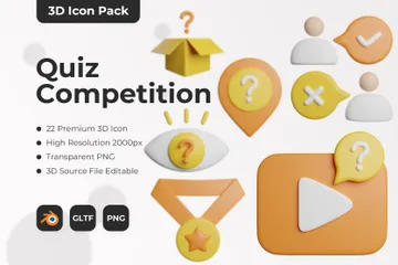 Competição de quiz Pacote de Icon 3D