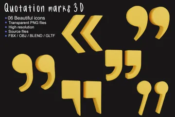 Quotation Marks 3D Icon Pack