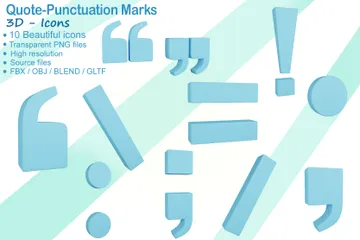 Quotation Punctuation Marks 3D Icon Pack