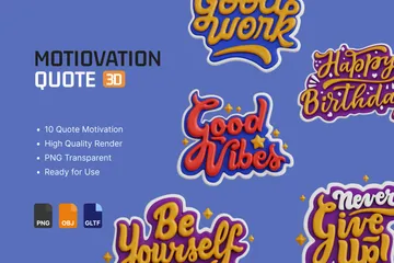 Quote Motivation Stickers 3D Sticker Pack