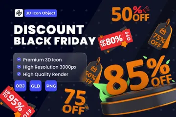 Rabatt Black Friday 3D Icon Pack