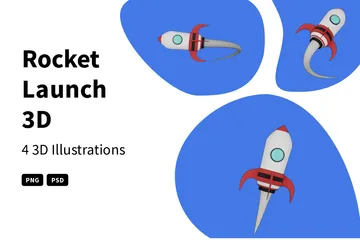 Raketenstart 3D Illustration Pack