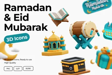 Ramadã e Eid Mubarak Pacote de Icon 3D