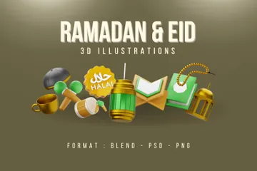 Ramadã e Eid Mubarak Pacote de Icon 3D