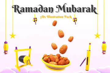 Ramadã Mubarak Pacote de Illustration 3D