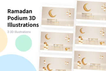 Pódio do Ramadã Pacote de Illustration 3D