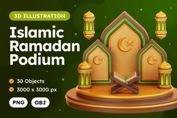 Pódio do Ramadã Pacote de Illustration 3D