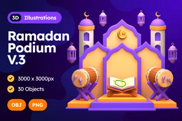Pódio do Ramadã V.3 Pacote de Illustration 3D