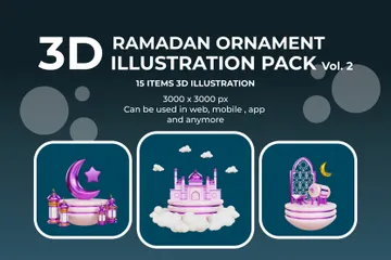 Ramadán Paquete de Illustration 3D