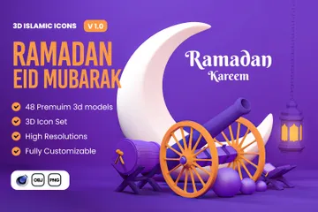 Ramadan et Eid Mubarak islamique Pack 3D Icon