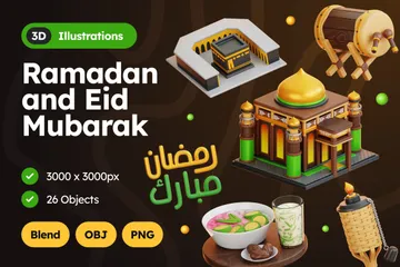 Ramadan And Eid Mubarak 3D Icon Pack