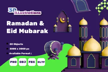 Ramadan And Eid Mubarak 3D Icon Pack