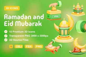 Ramadan And Eid Mubarak 3D Icon Pack