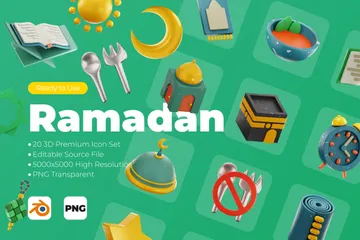 Ramadán árabe Paquete de Illustration 3D